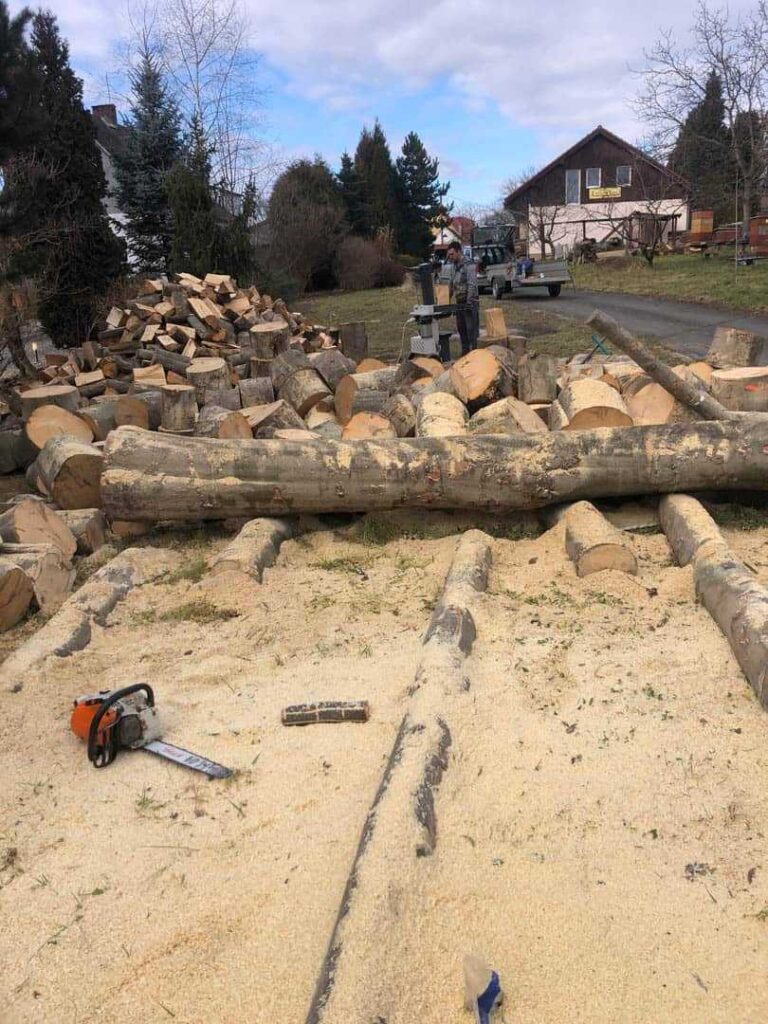 Nařezání kulatiny pro palivové dřevo firmou KaposGreen